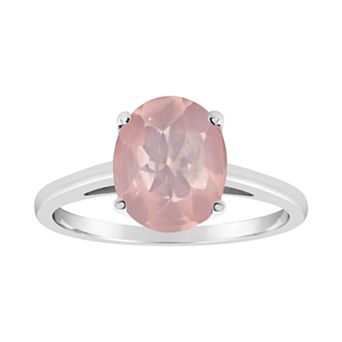 Alyson Layne Sterling Silver Rose Quartz Oval Solitaire Ring