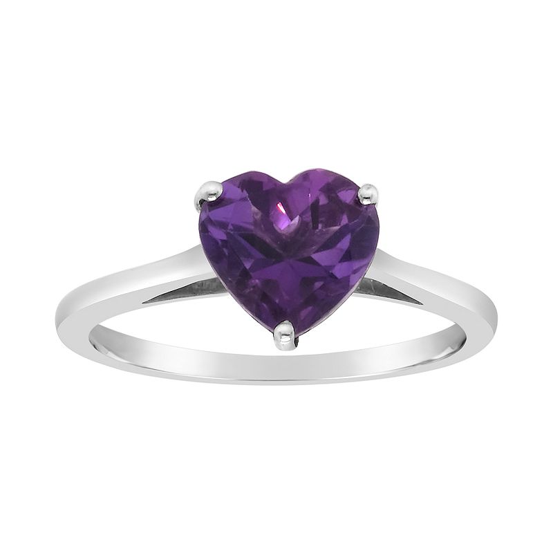Alyson Layne Sterling Silver Amethyst Heart Ring, Womens, Size: 5, Purple