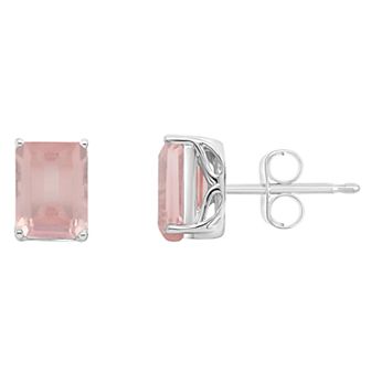 Alyson Layne Sterling Silver Rose Quartz Stud Earrings