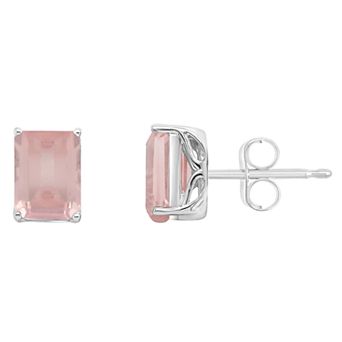 Alyson Layne Sterling Silver Rose Quartz Stud Earrings