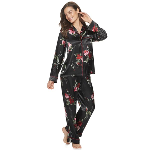 Women s Apt. 9 Satin Pajama Shirt Pajama Pants Set