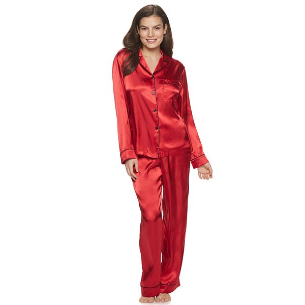 Women's Apt. 9® Solid Satin Pajama Shirt & Pajama Pants Set