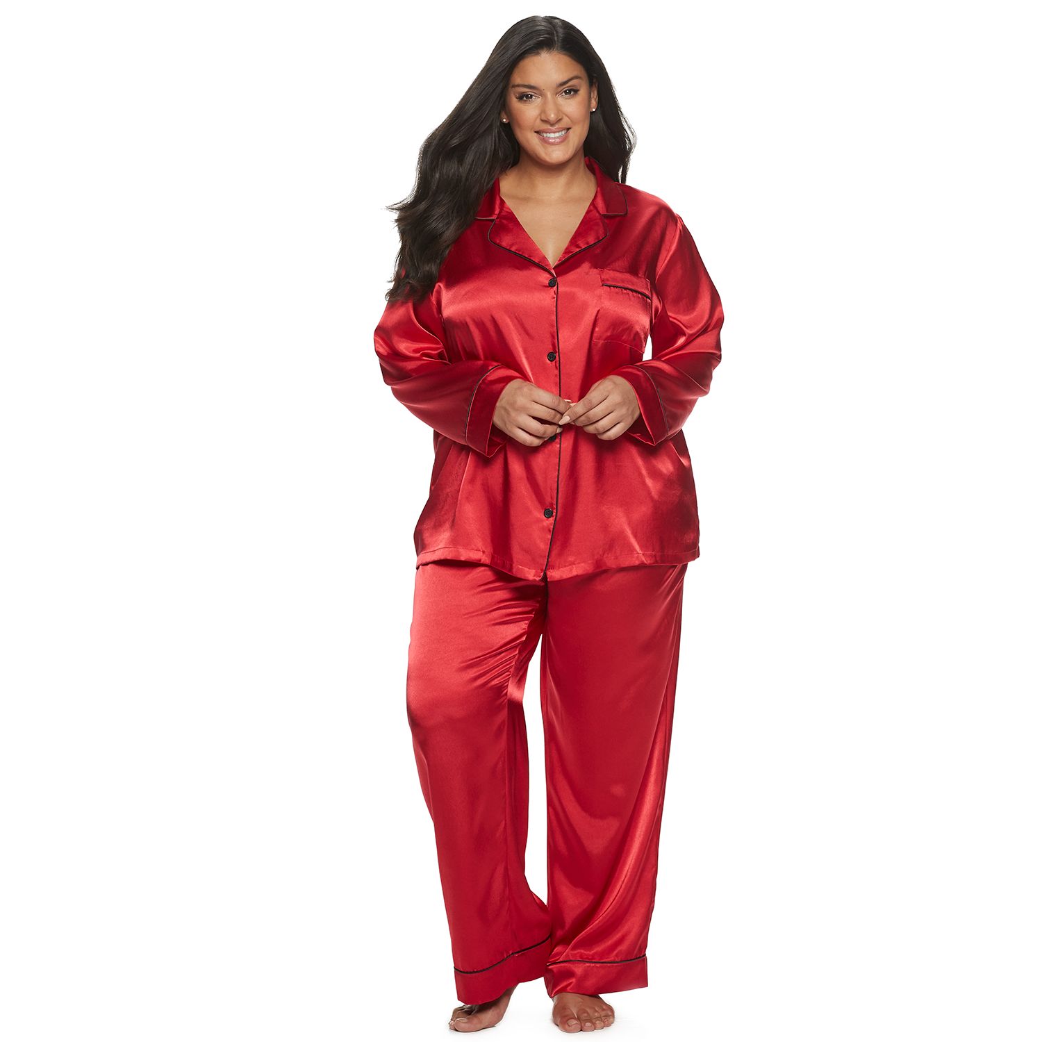 women's plus size satin pajama set