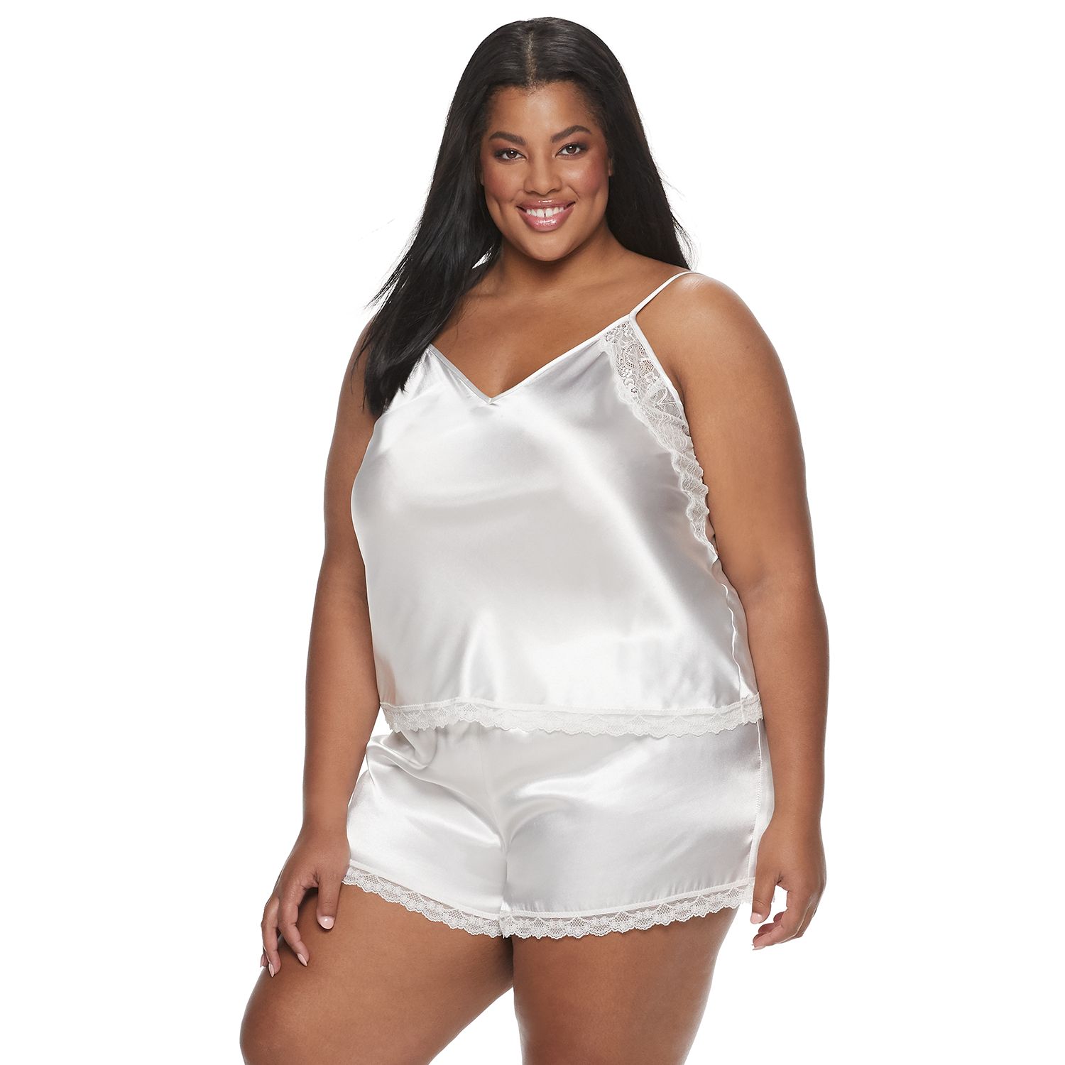 plus size white satin camisole