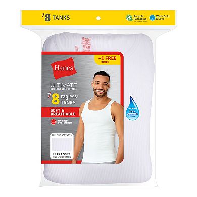 Men's Hanes® Ultimate 7+1 Bonus Pack ComfortSoft White Tank Undershirt