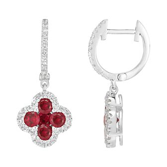 1/10 ct Plated Sterling Silver & Lab Created Gemstone Earrings