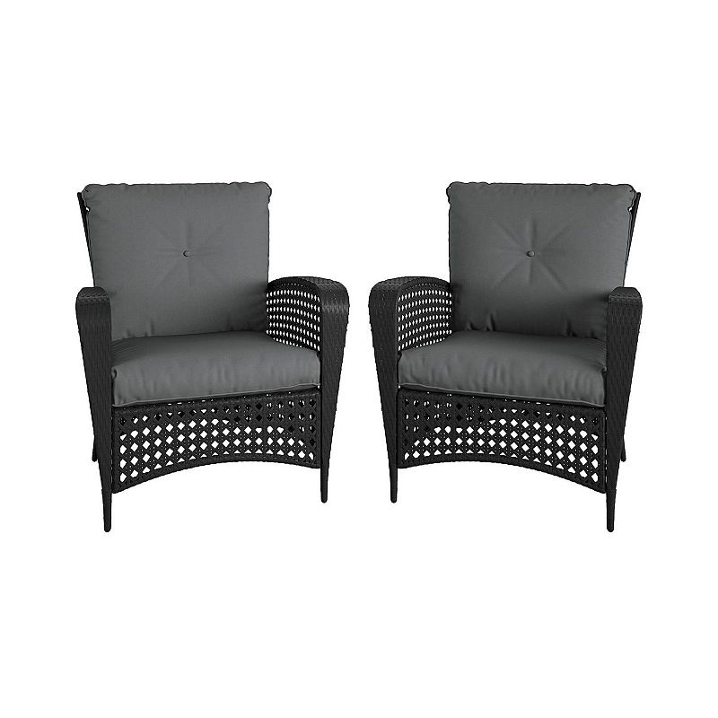 COSCO Outdoor Living Lakewood Ranch Lounge Chairs (Set of 2), Black