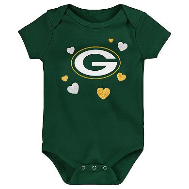 NFL Green Bay Packers Baby Girls Bodysuit, Pant and Cap Outfit Set, 3-Piece  