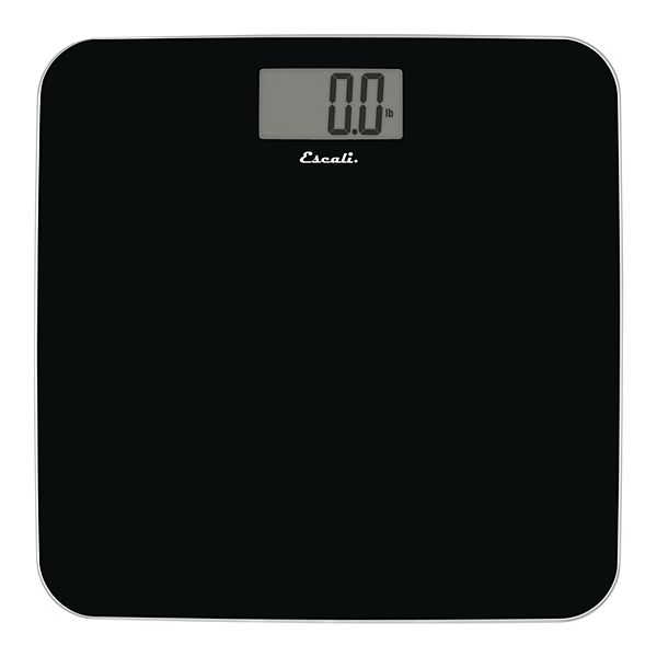 Slim Glass Bathroom Scale Black - Escali: Digital Precision, Instant On, 400 lb Capacity, Includes CR2032 Battery