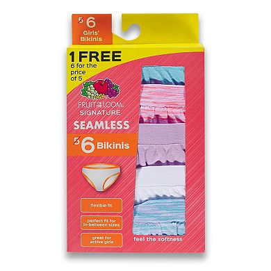 Girls' Fruit of the Loom Signature 6 + 1 Pack Seamless Bikini