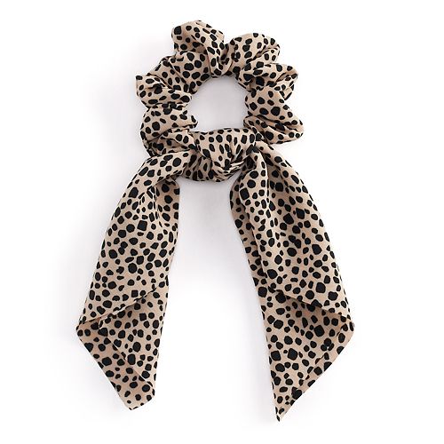 Leopard Print Bow Hair Scrunchie