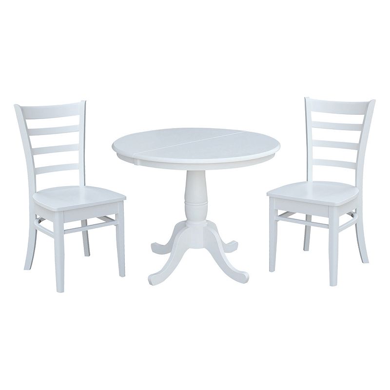 International Concepts 36-in. Round Extension Dining Table & Chairs 3-piece