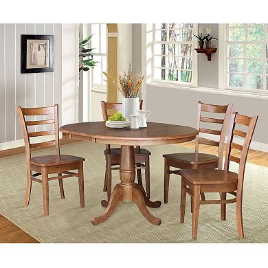 International Concepts 36-in. Round Extension Dining Table & Chairs 5-piece Set