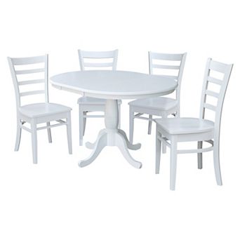 International Concepts 36 in Round Extension Dining Table & Chairs 5 pc Set