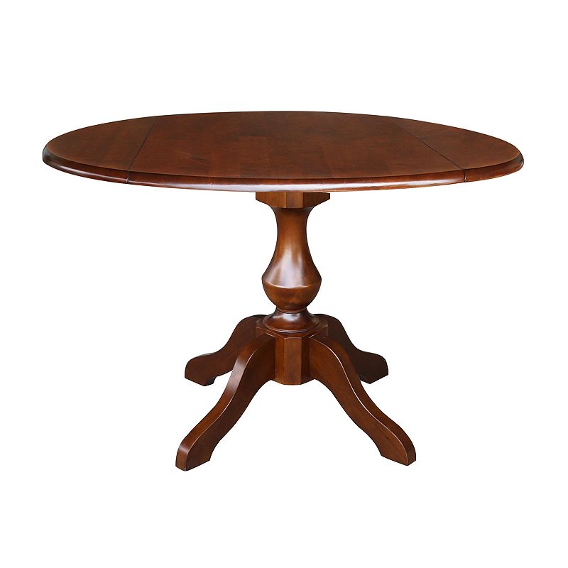 International Concepts Round Dual Drop Leaf Pedestal Dining Table, Brown