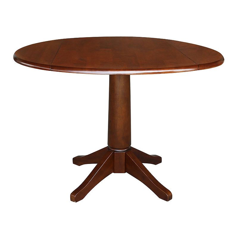 International Concepts Round Dual Drop Leaf Pedestal Table, Brown