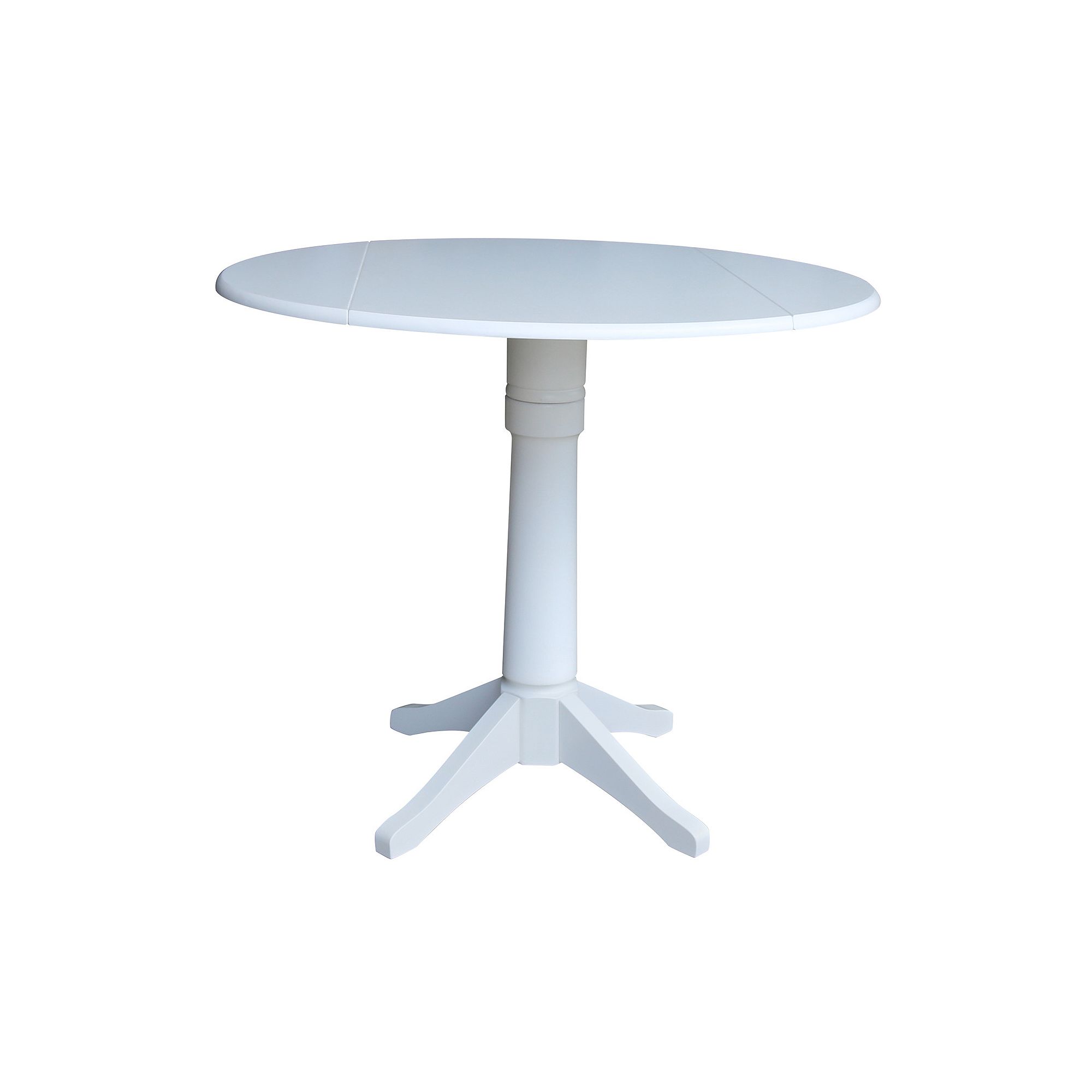 International Concepts Dual Drop Leaf Round Pedestal Dining Table, White