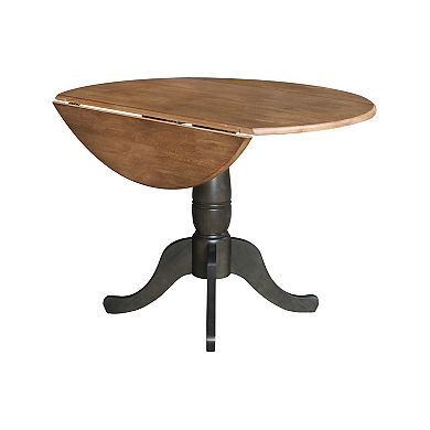 International Concepts Pedestal Round Dual Drop Leaf Dining Table