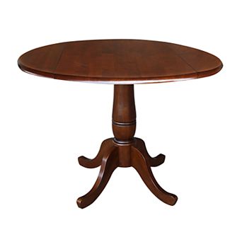 International Concepts Pedestal Round Dual Drop Leaf Dining Table