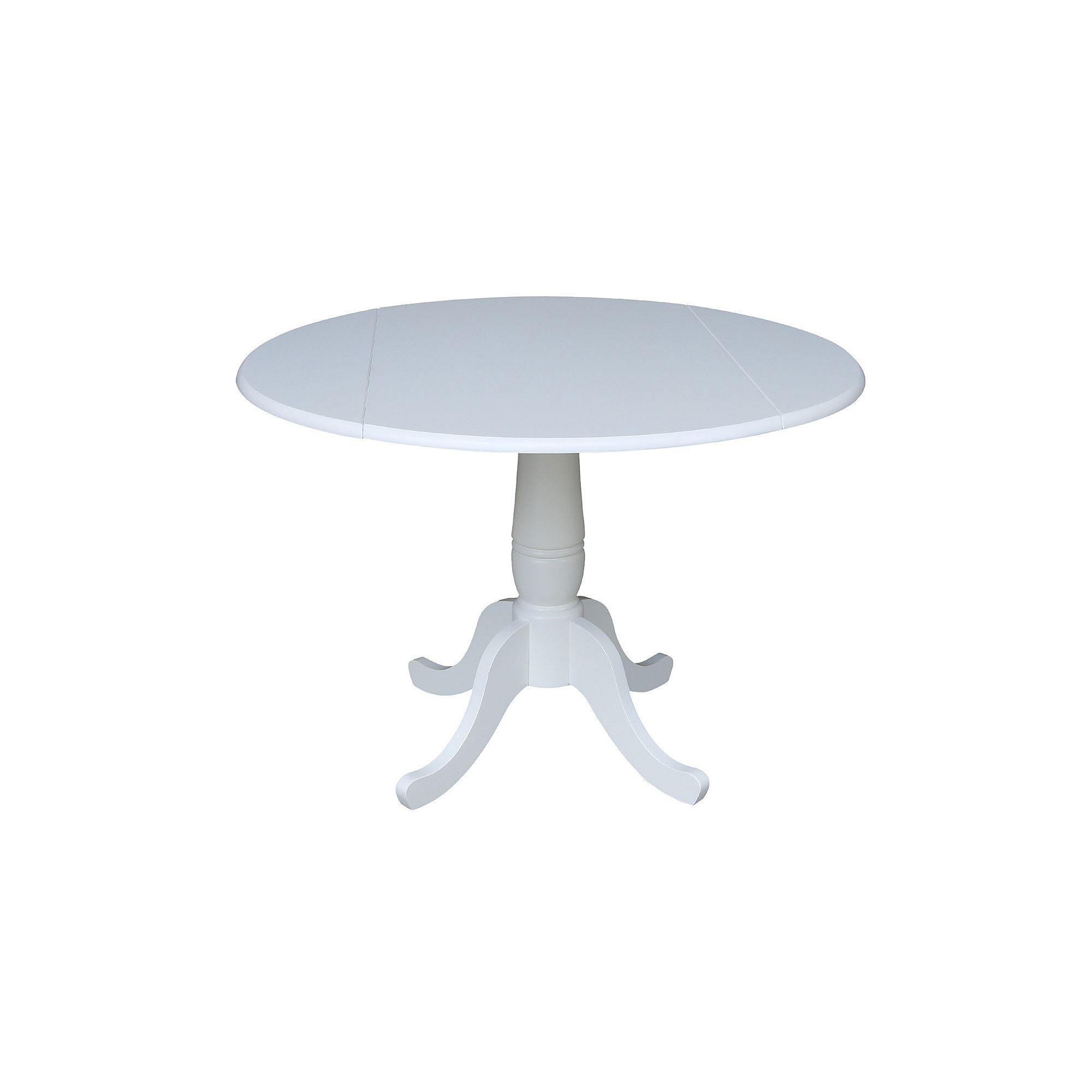 International Concepts Pedestal Round Dual Drop Leaf Dining Table, White