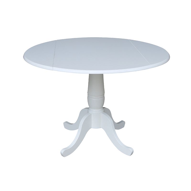International Concepts Pedestal Round Dual Drop Leaf Dining Table, Multicol