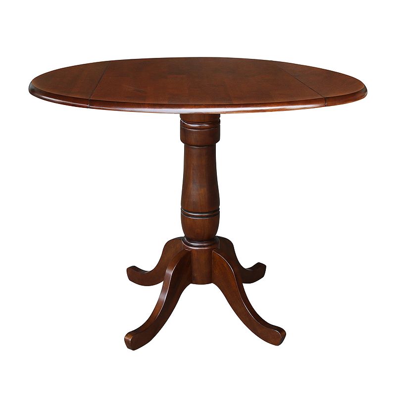 International Concepts Round Pedestal Dual Drop Leaf Dining Table, Brown