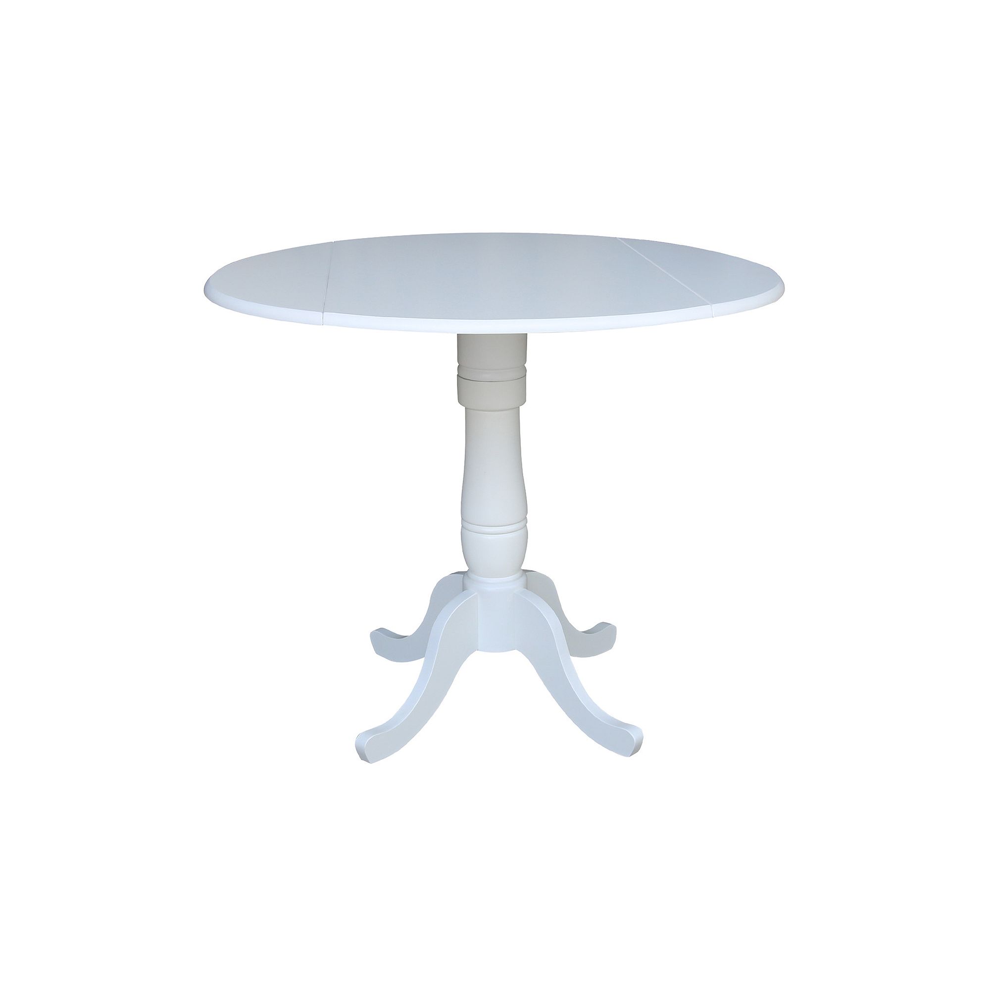 International Concepts Round Pedestal Dual Drop Leaf Dining Table, White