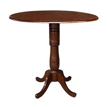 International Concepts Dual Drop Leaf Elegant Round Pedestal Dining Table