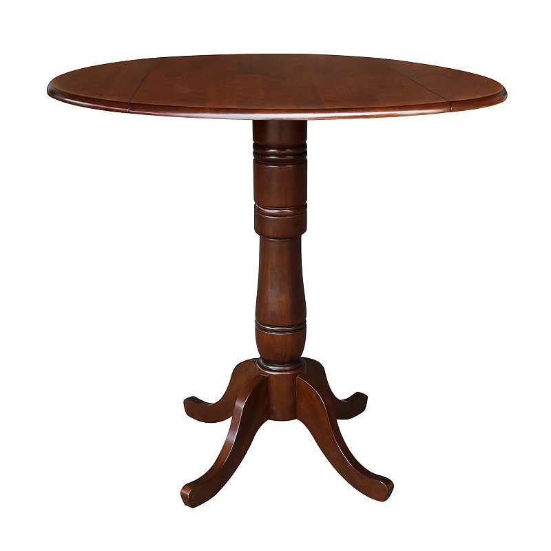International Concepts Dual Drop Leaf Round Pedestal Dining Table, Brown