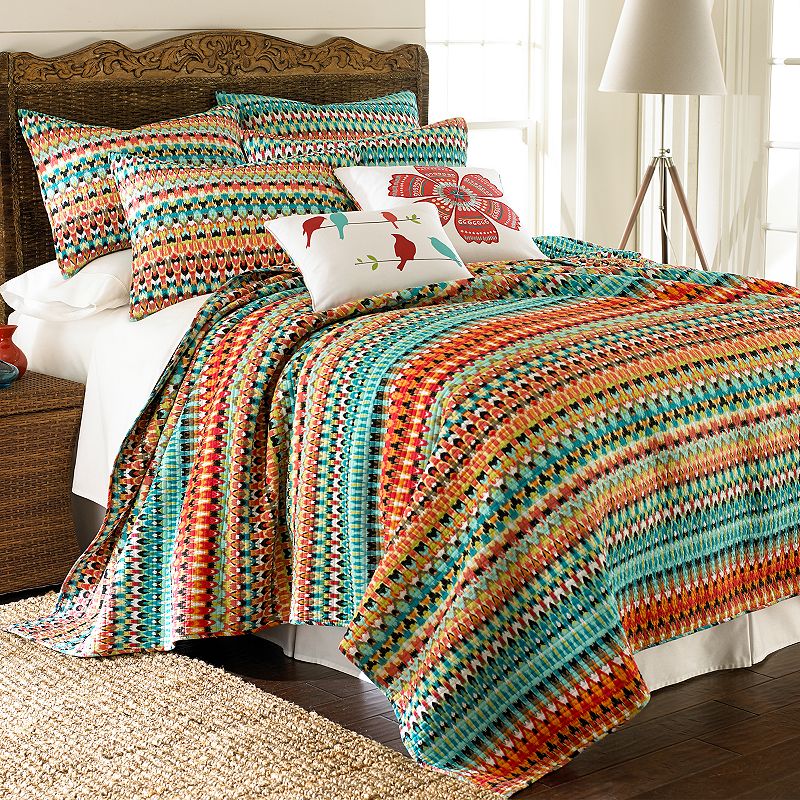 68094138 Levtex Home Stripe Quilt Set, Orange, King sku 68094138