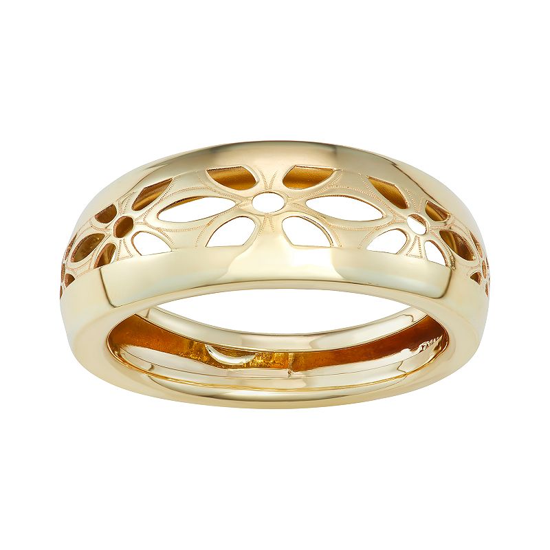 14K Gold 10mm Pierced Tapered Domed Ring, Womens, Size: 7, Yellow