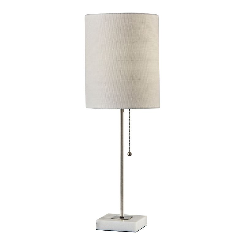 Adesso 23" Fiona Table Lamp Steel: Marble Base, Brushed Finish, Pull Chain Switch