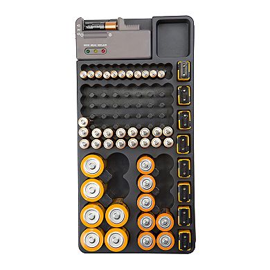 GForce Wall Mounted Battery Organizer & Built-In Tester