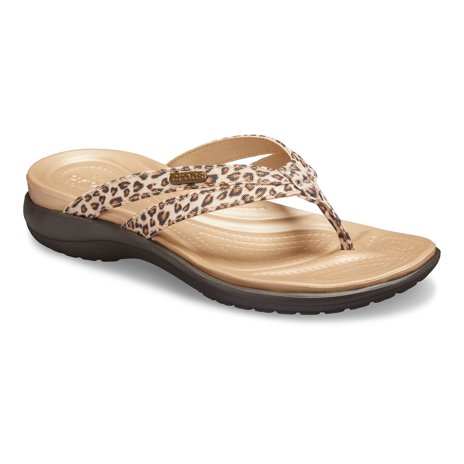 leopard print croc flip flops