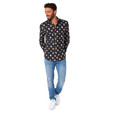 OppoSuits Men's Super Mario Bad Guys Long Sleeve Shirt, Black, Small, Cotton