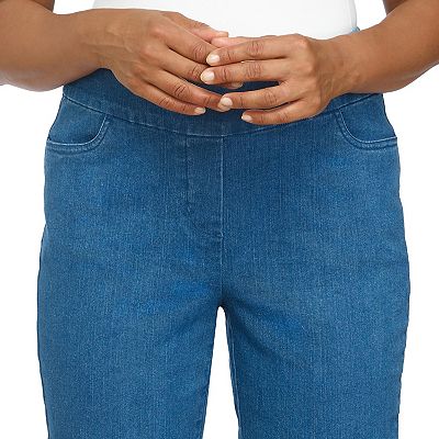 Women's Alfred Dunner Super Stretch Pull-On Straight-Leg Denim Pants