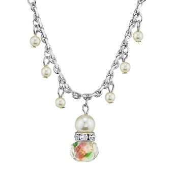 1928 Flower Beaded Drop Necklace