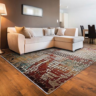 Linon Illusions Abstract Multi-Colored Rug
