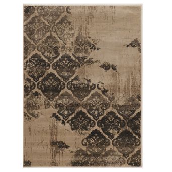 Linon Jewel Vintage Distressed Damask Rug