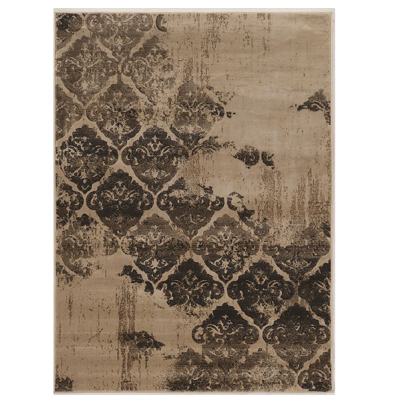 Linon Jewel Vintage Distress Rug, Brown, 5X7.5 Ft