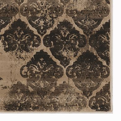 Linon Jewel Vintage Distressed Damask Rug
