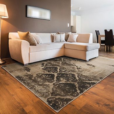 Linon Jewel Vintage Distressed Damask Rug