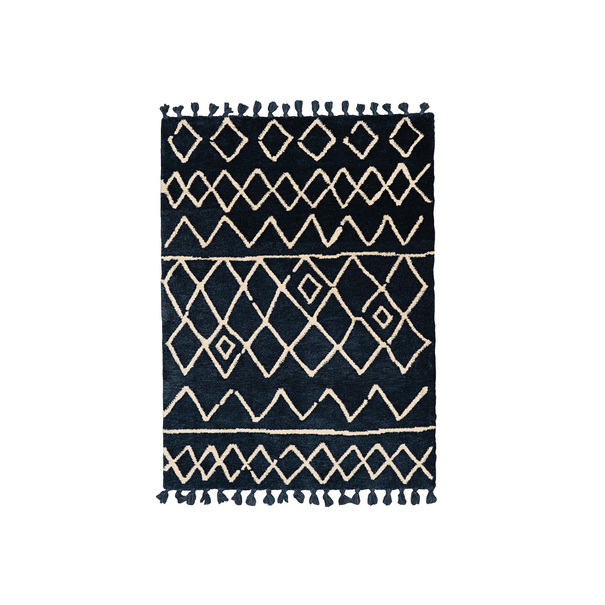 Linon Marrakech Multi-Colored Rug, Blue Ivory Zag