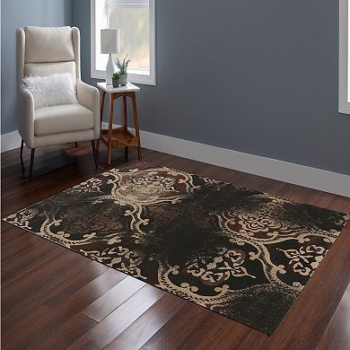 Linon Linon Jewel Collection Distressed Ornate Medallion Rug