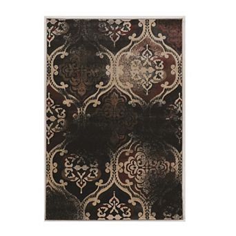 Linon Linon Jewel Collection Distressed Ornate Medallion Rug