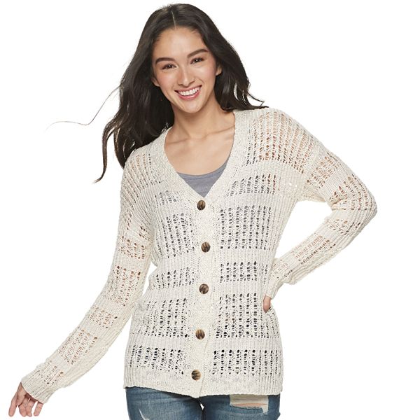 Juniors' Mudd Open Stitch Cardigan