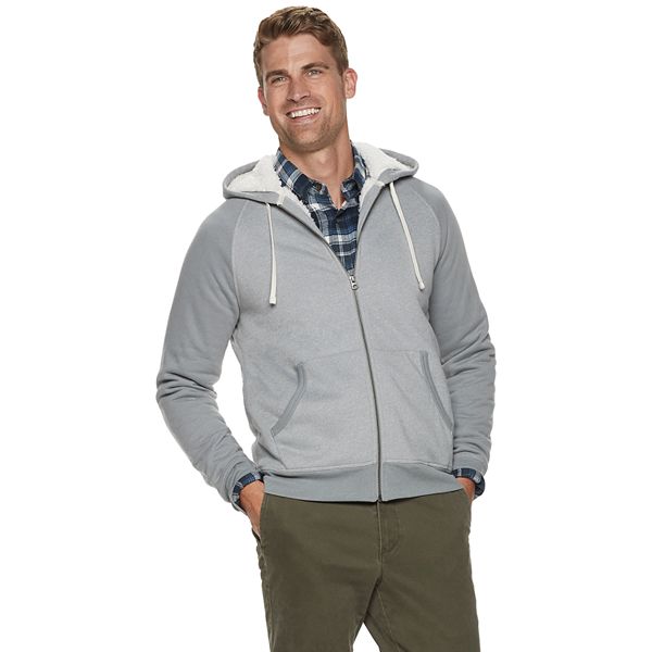 Men's Sonoma Goods For Life® Sherpa-Lined Zip-Front Fleece Hoodie