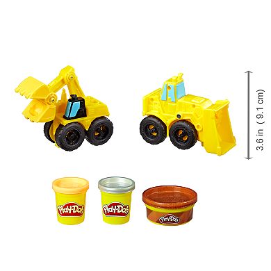 Play-Doh Wheels Excavator and Loader Toy Construction Trucks with Non-Toxic Play-Doh Sand Buildin' Compound Plus 2 Additional Colors