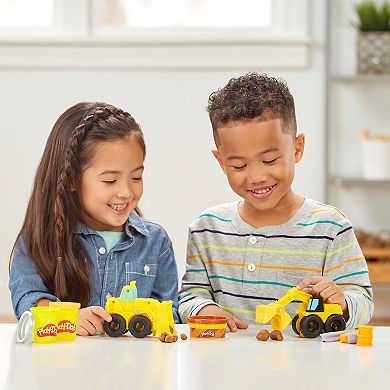 Play-Doh Wheels Excavator and Loader Toy Construction Trucks with Non-Toxic Play-Doh Sand Buildin' Compound Plus 2 Additional Colors