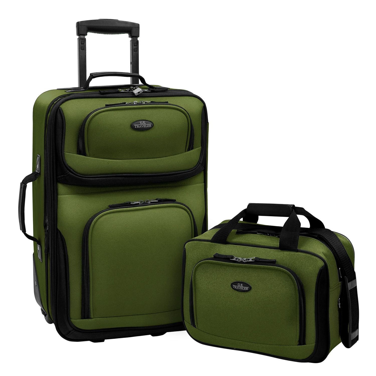 green luggage